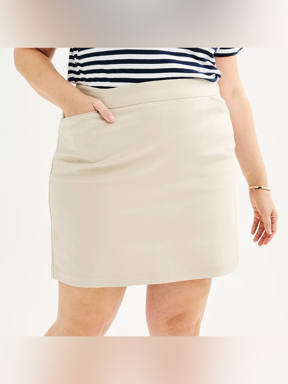 Croft & Barrow Women's 24W Effortless Stretch Skort Beige Comfort Waistband NWT